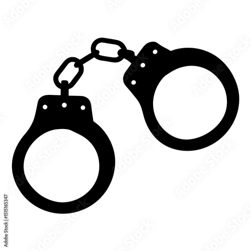 Black Silhouette of Handcuffs with a Chain Connecting Each Cuff