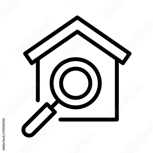Search real estate outline icon. House icon isolated on white background. Transparent background, minimalist symbol. Vector images