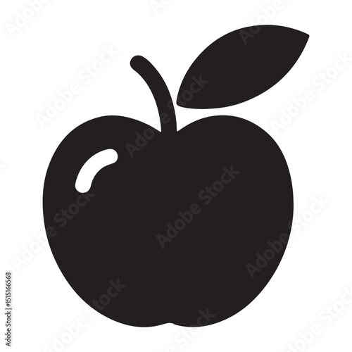 Apple Fruit Silhouette Icon Set with Leaf Variations

