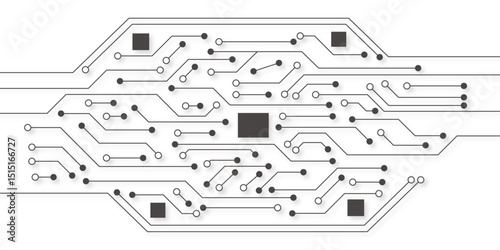 Technological banner background.Electronic circuit board on white background .Technical drawing of the future .Vector illustration