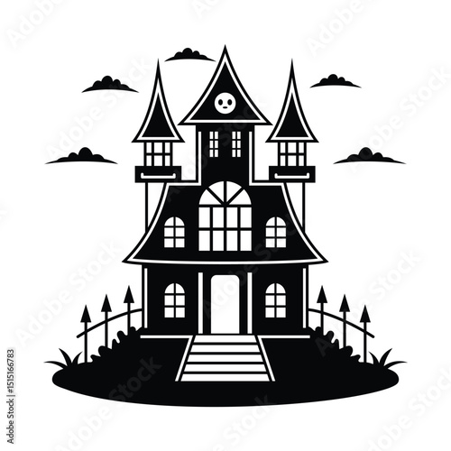 A haunted house silhouette art photo