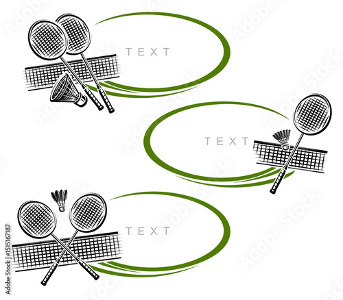 Badminton frame set. Collection icons badminton. Vector