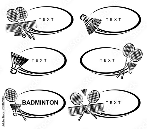 Badminton frame set. Collection icons badminton. Vector