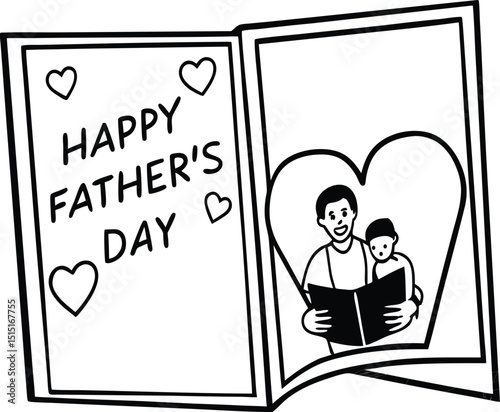 Father’s Day Celebration Concept – Dad and Kids, Love, Gift, and Family Bonding Illustration or Photo

