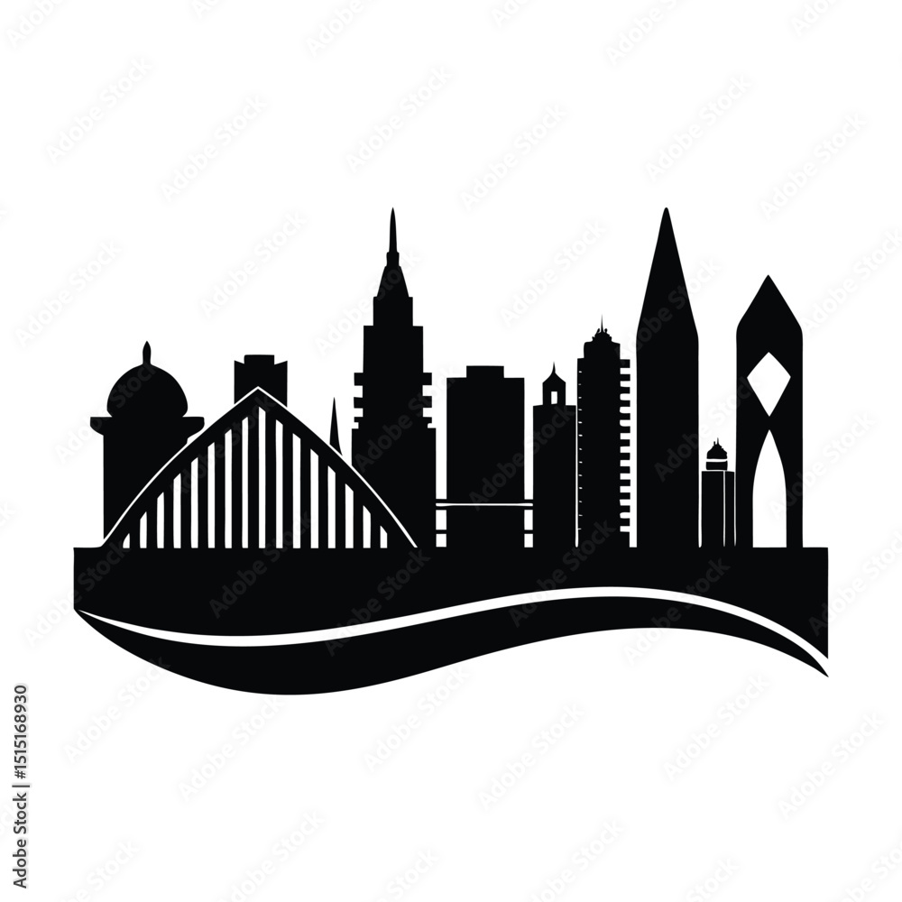 Obraz premium Mumbai City Skyline Vector Silhouette