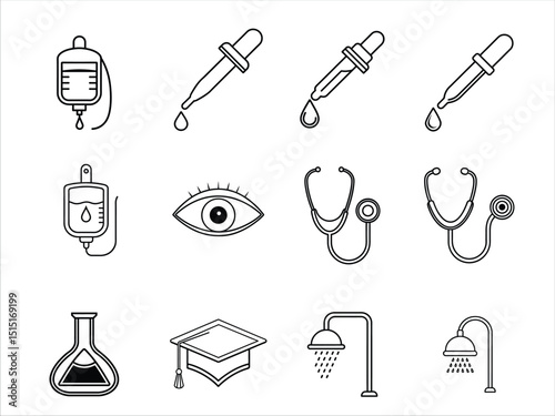 Medical and Educational Line Icons: A Set of Versatile Vector Graphics