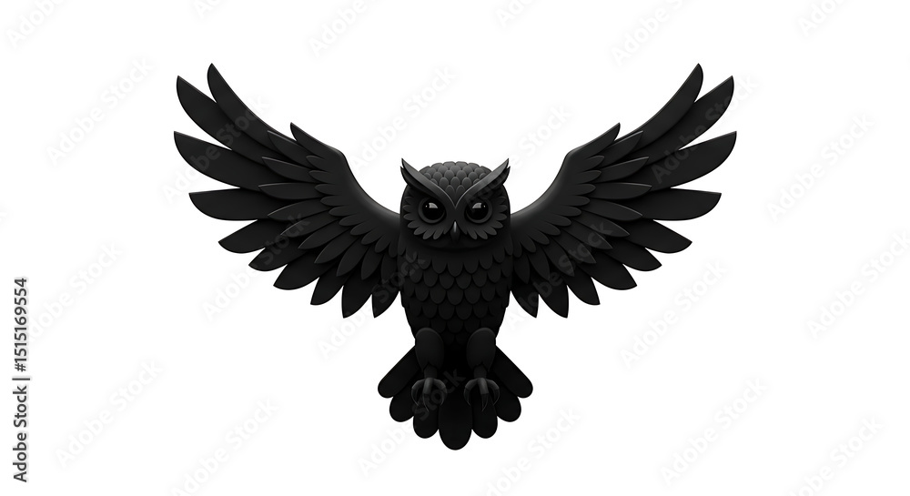 Obraz premium A stylized, black owl in flight.
