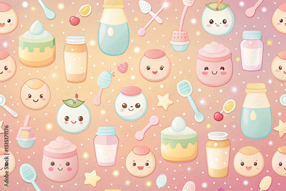 Fototapeta premium Smiley spoons, tiny jars, soft splashes