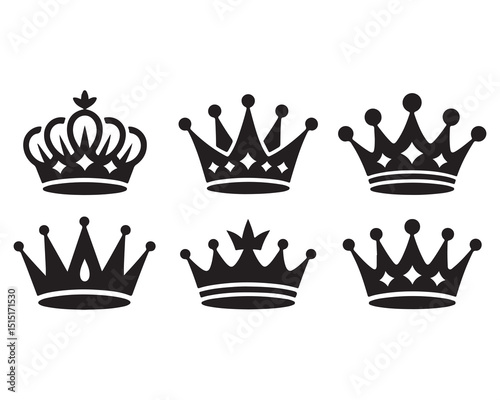Vintage royal crown vectors: a heraldic set of king and queen imperial symbols with ribbons and emblems
