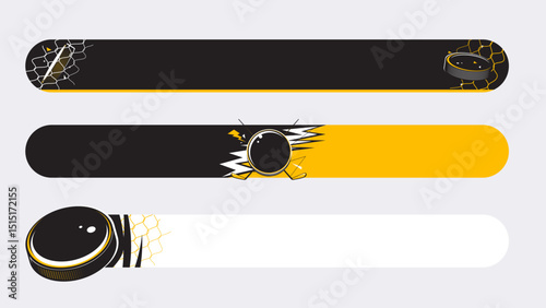 Set of lower third or sport banner design with hockey template isolated on white background.
