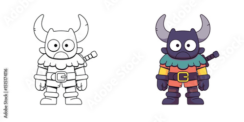 Cute Viking cartoon coloring pages for kids and creative activities.