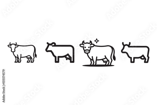 Isolated farm animal silhouettes: a vector collection of horses, cows, goats, and other mammals