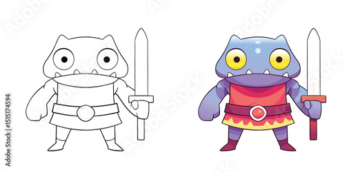 Cute monster warrior coloring pages for kids and creative fun.