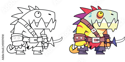 Cute monster warrior coloring pages for kids, fun and creative.
