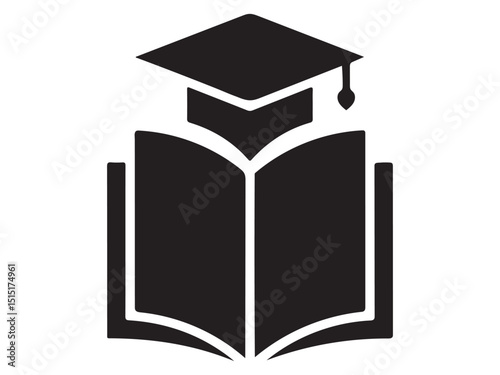 Graduation cap atop open books icon.