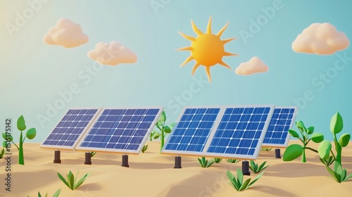 Solar panels in a desert landscape