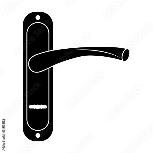 Black Door Handle Silhouette Vector Illustration. This vector illustration features a sleek black door handle in a minimalistic silhouette style.