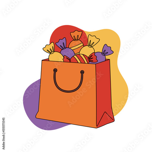 Trick-or-treat bag filled with wrapped candy – Halloween Traditions: Candy Collection, Kids Festivities