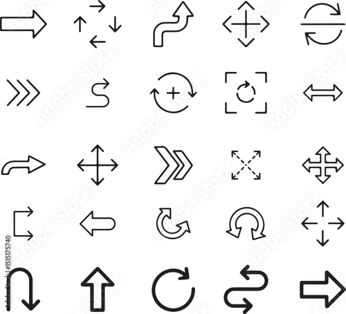 Directional & Navigation Arrow Line Art Icon Collection