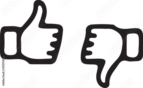 Like and dislike icons set. Thumbs up and thumbs down Vector set
