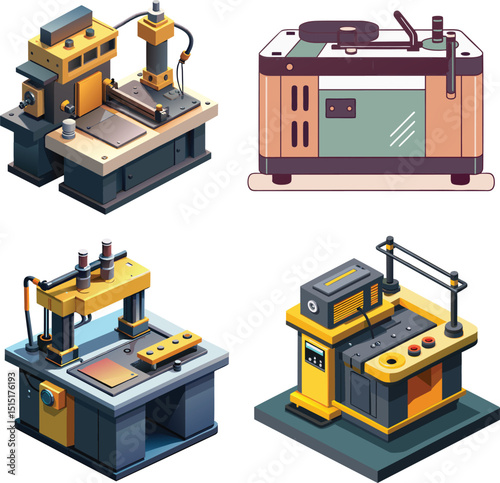Rebar Bender Machine Illustration – Industrial Metalworking Tools. 