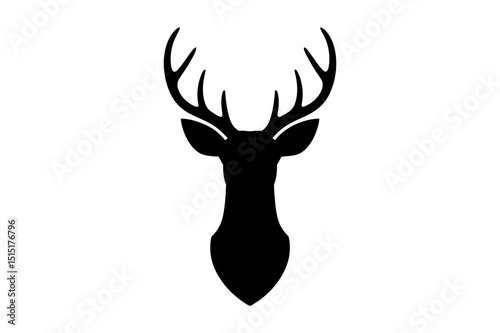 Deer head silhouette hunting buck stag antlers art