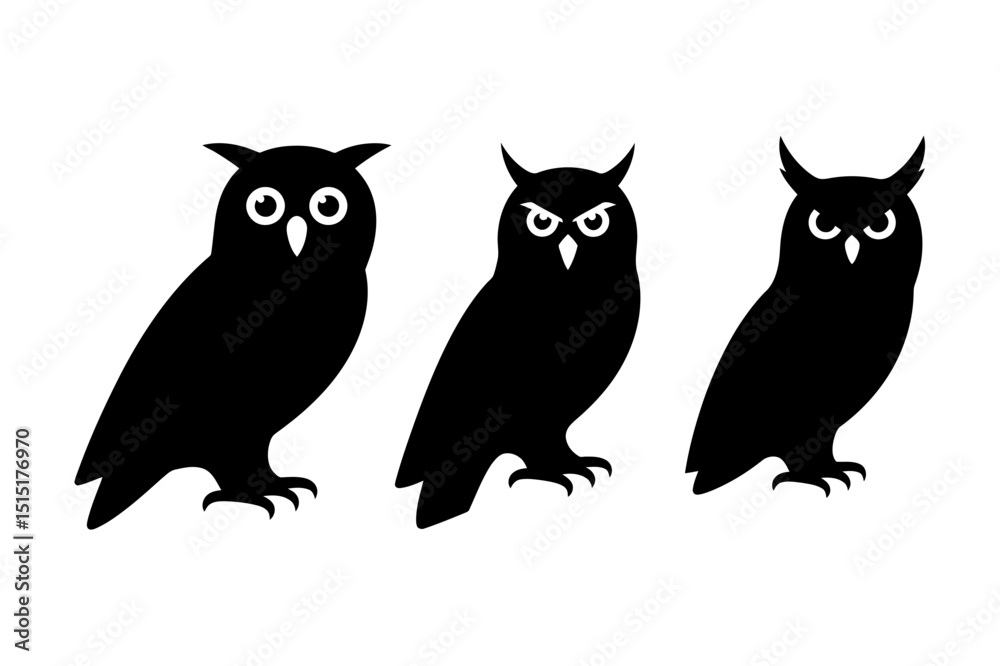 Three owl silhouettes vector illustration design Three owl silhouettes vector illustration design