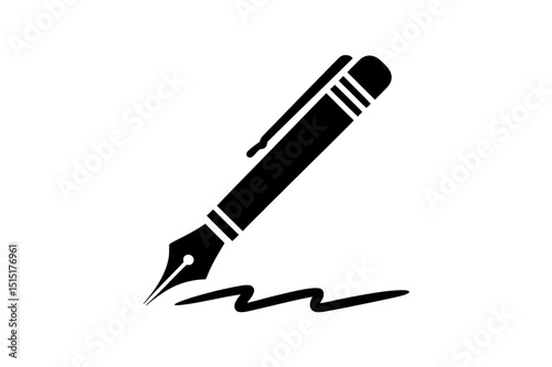 Black fountain pen writing tool vector illustration