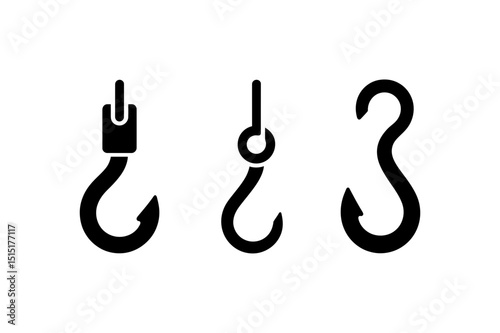 Different types of black metal hook vector design