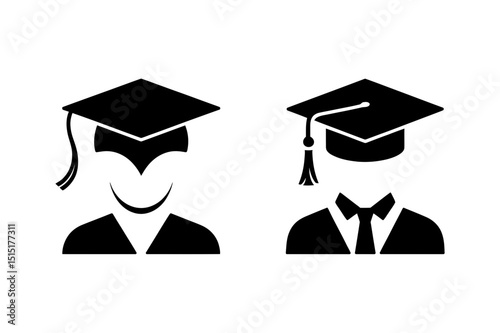 Graduation ceremony student cap and gown silhouette