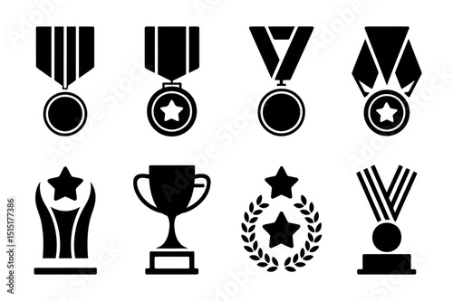 Medals and trophies achievement award icon vector