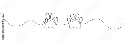 Animal footprint in continuous line drawing style. Line art symbol of animal footprint. Vector illustration. Abstract background . EPS 20 . 