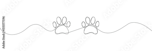Animal footprint in continuous line drawing style. Line art symbol of animal footprint. Vector illustration. Abstract background . EPS 20 . 