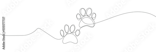 Animal footprint in continuous line drawing style. Line art symbol of animal footprint. Vector illustration. Abstract background . EPS 20 . 