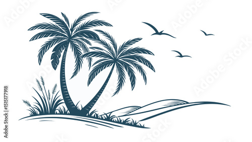 tropical island with palm trees