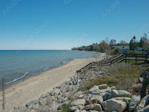 path to the beach at lake Michigan