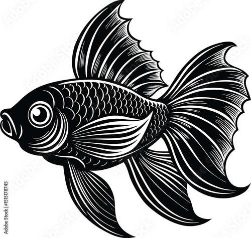 Cute Goldfish silhouette vector illustration