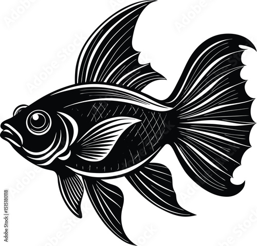 Cute Goldfish silhouette vector illustration