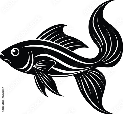 Cute Goldfish silhouette vector illustration