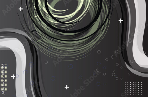 Abstract black white artwork with dynamic shapes and geometric patterns
