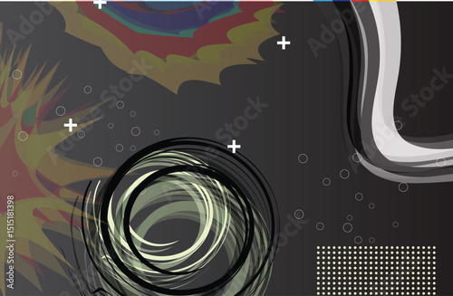 Abstract artwork with dynamic colorful shapes and geometric patterns