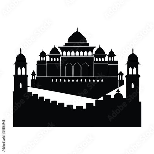 Vector Silhouette of Rajasthan Forts with Iconic Architecture