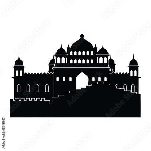 Vector Silhouette of Rajasthan Forts with Iconic Architecture