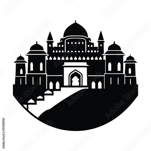 Vector Silhouette of Rajasthan Forts with Iconic Architecture
