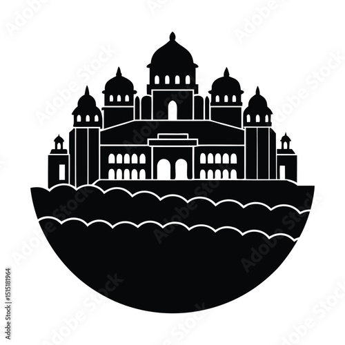 Vector Silhouette of Rajasthan Forts with Iconic Architecture