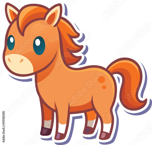 Cute cartoon horse isolated on white background