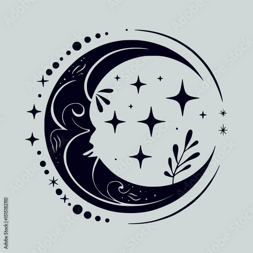 a hand crafted illustration of luna