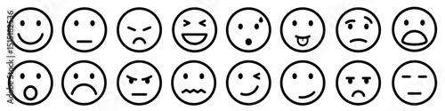 16 cartoon emoticons, set smiley emotion, smilies - vector