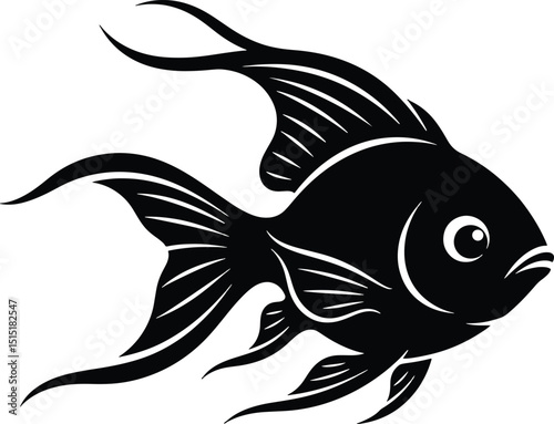 Cute Goldfish silhouette vector illustration
