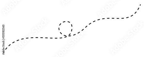 Wavy dashed curvy long squiggles line, loopy line, wave line
